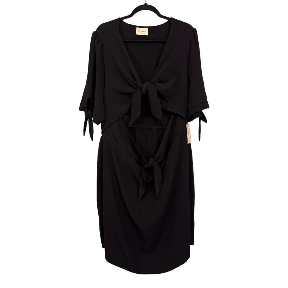 LoveFool All Tied Up Mini Dress Womens 3X Plus Black Date Night Out Sheath NWT